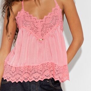 NWT Intimately Free People Fiona Satin Cami-Conch Shell Pink